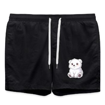 Polarbär Illustration – Arktisches Tiermotiv - Badeshorts - Schwarz - Vorne - AI Model Male 185 light (185cm)