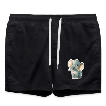 Cute elephant – gift idea for animal lovers - Swim Trunks - black - Front - AI Model Male 185 light (185cm)