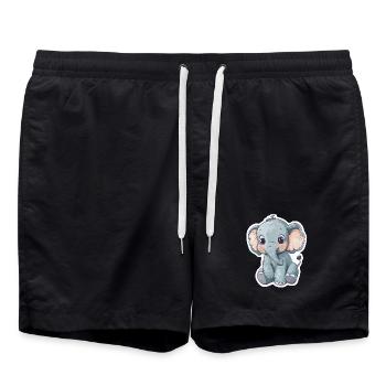 Éléphant mignon – idée cadeau pour les amoureux des animaux - Short de bain - noir - Devant - AI Model Male 185 light (185cm)
