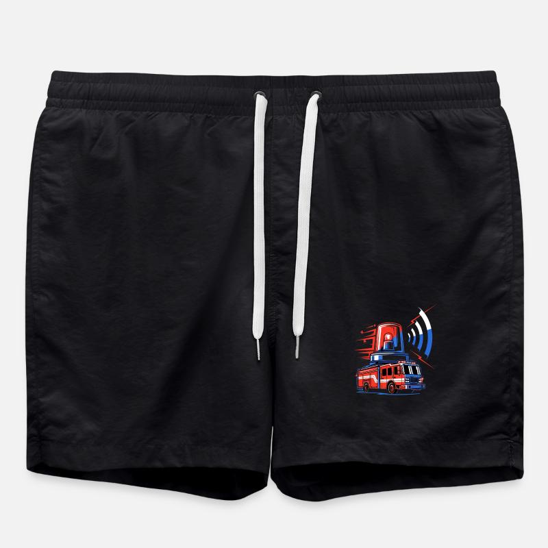 Feuerwehrauto mit Sirene - Badeshorts - Schwarz