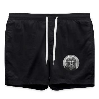 Majestueuse tête de lion en gris - Short de bain - noir - Devant - AI Model Male 185 light (185cm)