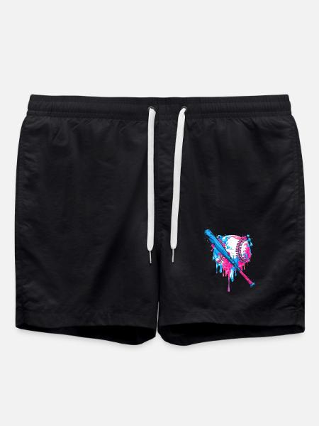 Lebendiges Baseball-Herz-Splash-Design - Badeshorts - Schwarz
