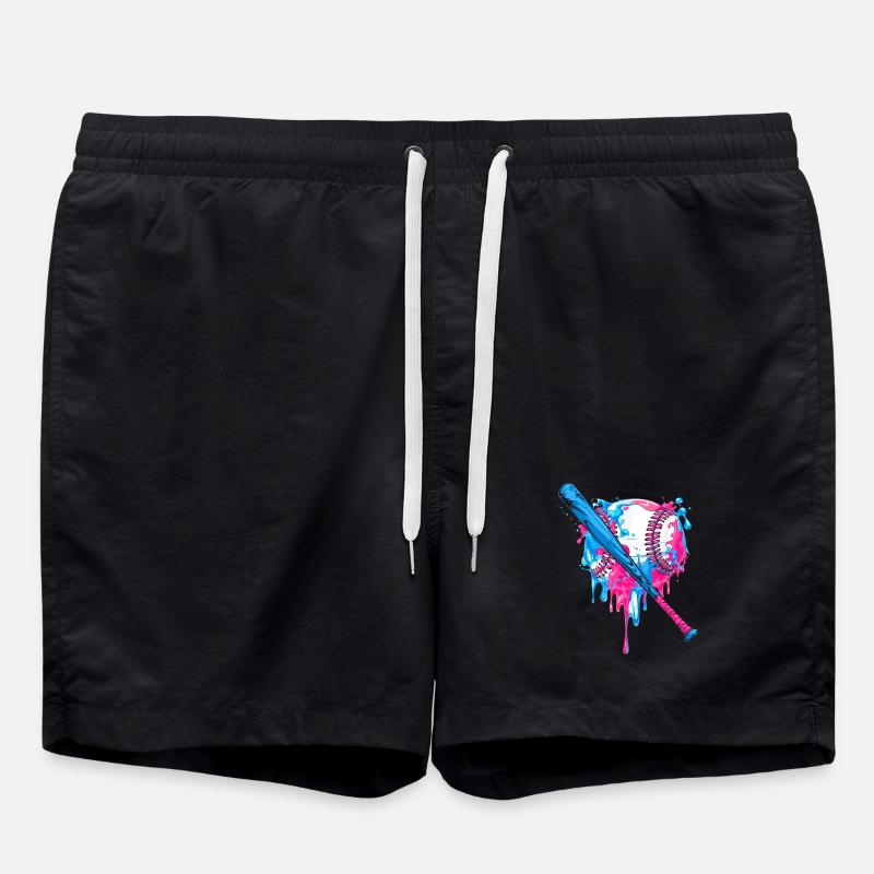 Vibrant baseball heart splash design - Swim Trunks - black