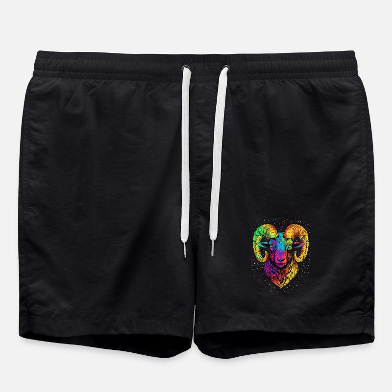 Widder Mufflon Aries Wilde Schafe Männliches Schaf - Badeshorts - Schwarz