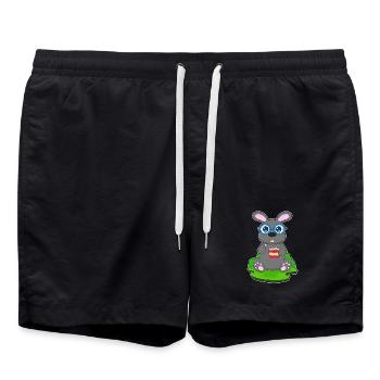 Hase Popcorn - Badeshorts - Schwarz - Vorne - AI Model Male 185 light (185cm)