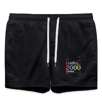 Pixel Retro Design Loading 2000 - Badeshorts - Schwarz - Vorne - AI Model Male 185 light (185cm)
