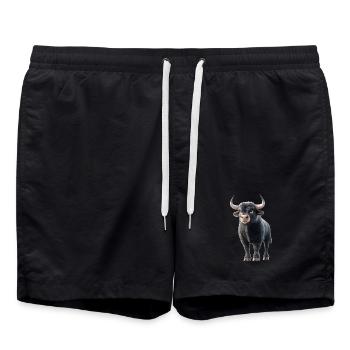 Stier Bulle Ochse Rind Bauernhof Kuh Taurus Bullen - Badeshorts - Schwarz - Vorne - AI Model Male 185 light (185cm)