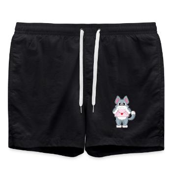 Cat Love Letter - Swim Trunks - black - Front - AI Model Male 185 light (185cm)