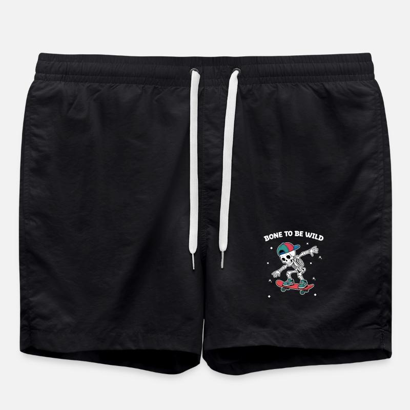 Skull Skeleton Skateboard Abenteuer - Badeshorts - Schwarz