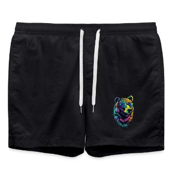 Brown Bear, Grizzly Bear, Bear Brothers, Forest, Wild Bears - Swim Trunks - black - Front - AI Model Male 185 light (185cm)