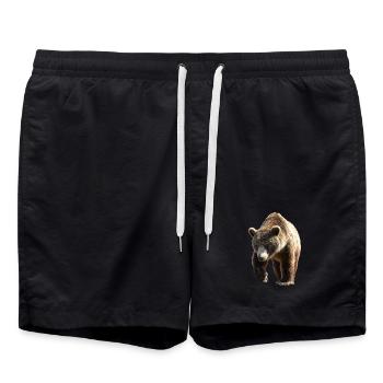 Braunbär Grizzly Bär Bärenbrüder Wald Wilde Bären - Badeshorts - Schwarz - Vorne - AI Model Male 185 light (185cm)