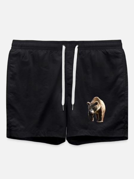 Brown Bear, Grizzly Bear, Bear Brothers, Forest, Wild Bears - Swim Trunks - black