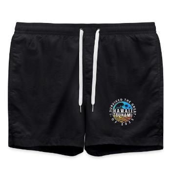 Insigne de survie au tsunami d’Hawaï - Short de bain - noir - Devant - AI Model Male 185 light (185cm)