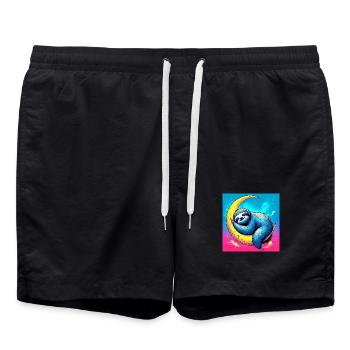 La paresse dort sur la Lune - Short de bain - noir - Devant - AI Model Male 185 light (185cm)