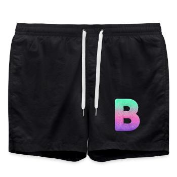 Lettre B avec fourrure et dégradé pastel - Short de bain - noir - Devant - AI Model Male 185 light (185cm)