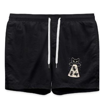 Chat, OVNI, Drôles de chatons et extraterrestres - Short de bain - noir - Devant - AI Model Male 185 light (185cm)