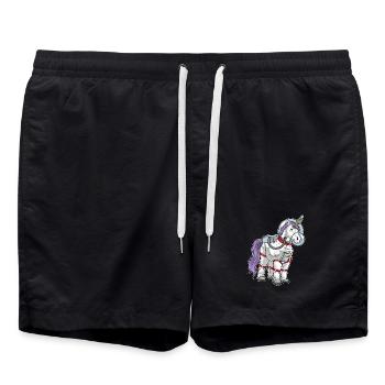 Einhorn Astronaut Weltraum - Badeshorts - Schwarz - Vorne - AI Model Male 185 light (185cm)