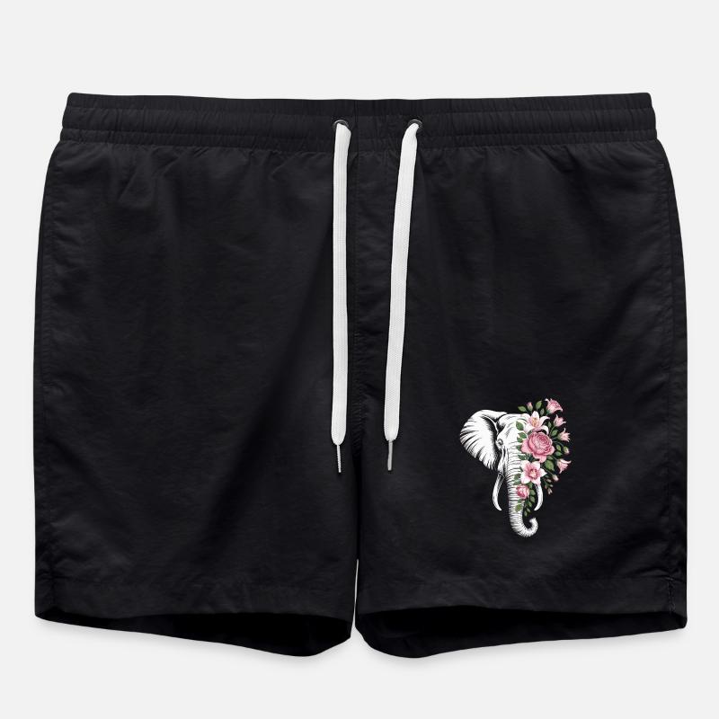 Éléphant fleuri - Short de bain - noir