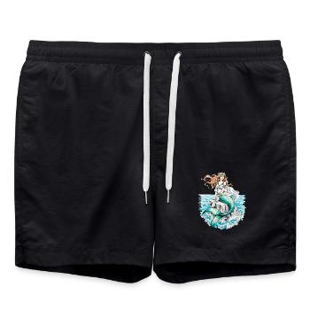 Sirène Illustration Fantaisie Créatures Marines - Short de bain - noir - Devant - AI Model Male 185 light (185cm)