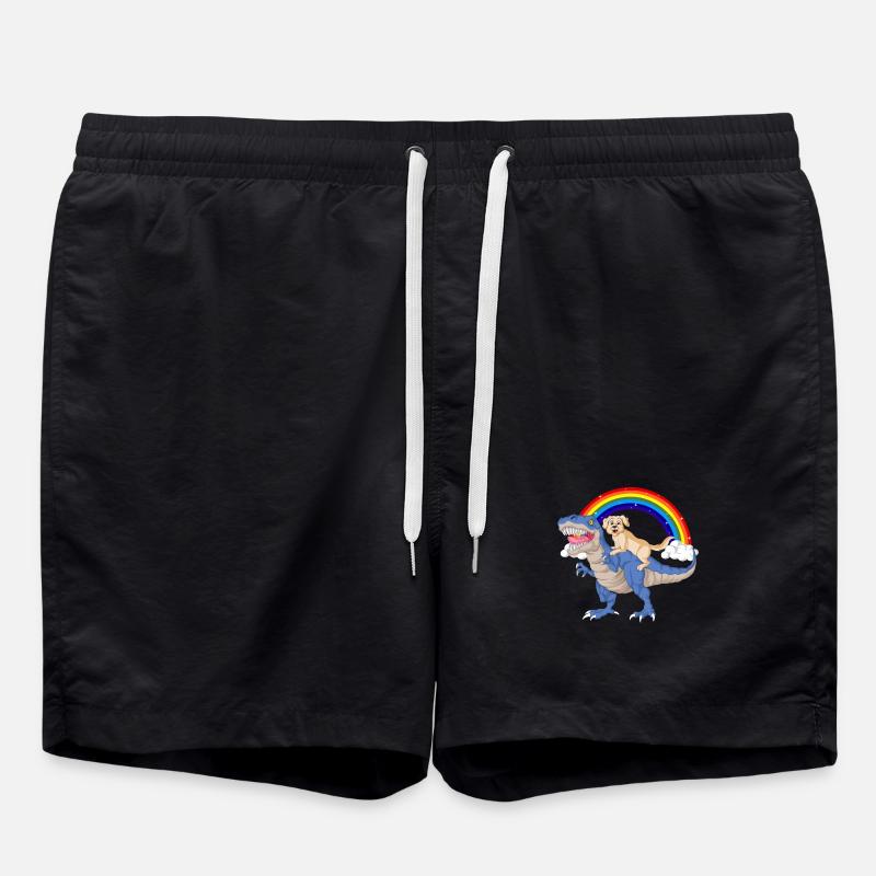Fantaisiste Dinosaure & golden retriever Arc-en-ciel - Short de bain - noir
