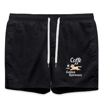 Golden Retriever Coffee Lover Design - Swim Trunks - black - Front - AI Model Male 185 light (185cm)