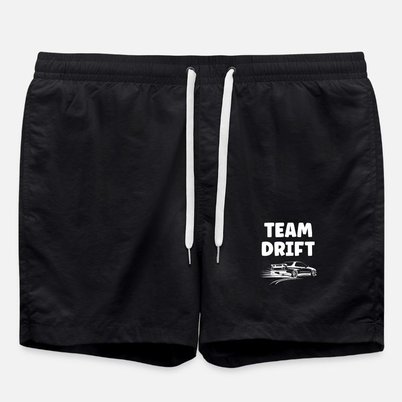 Monochrome drift car design - Swim Trunks - black
