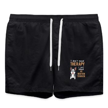 Boston Terrier Thérapie Citation Design - Short de bain - noir - Devant - AI Model Male 185 light (185cm)