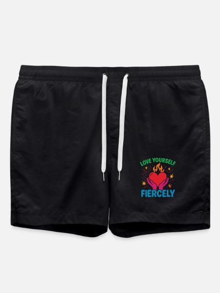 Love Yourself Fiercely Mindfulness Affirmation - Swim Trunks - black
