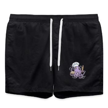 Krake Bäcker Brot Backen - Badeshorts - Schwarz - Vorne - AI Model Male 185 light (185cm)