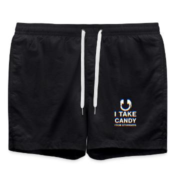Buntes Spaßmotiv mit Zuckersüßer Botschaft - Badeshorts - Schwarz - Vorne - AI Model Male 185 light (185cm)