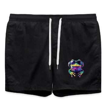 Frosch Kleine Kröte Laubfrosch Froschkönig Frösche - Badeshorts - Schwarz - Vorne - AI Model Male 185 light (185cm)