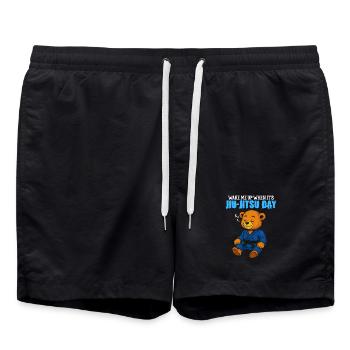 Wake Me Up When it's Jiu-Jitsu Day - BJJ Humor - Swim Trunks - black - Front - AI Model Male 185 light (185cm)