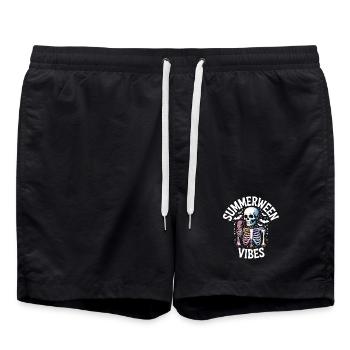 Summerween Skelett Vibes T-Shirt - Badeshorts - Schwarz - Vorne - AI Model Male 185 light (185cm)