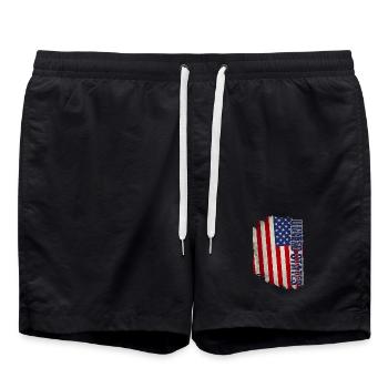 United States flag, vintage grunge - Swim Trunks - black - Front - AI Model Male 185 light (185cm)