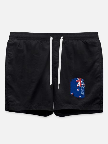 New Zealand flag, vintage grunge - Swim Trunks - black