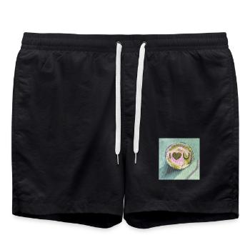 I luv Matcha Künstlerische Snack-Illustration - Badeshorts - Schwarz - Vorne - AI Model Male 185 light (185cm)