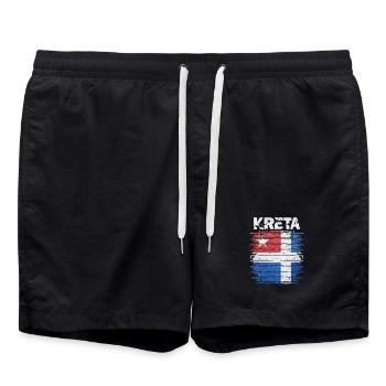 Kreta Flagge Kunstdruck - Badeshorts - Schwarz - Vorne - AI Model Male 185 light (185cm)
