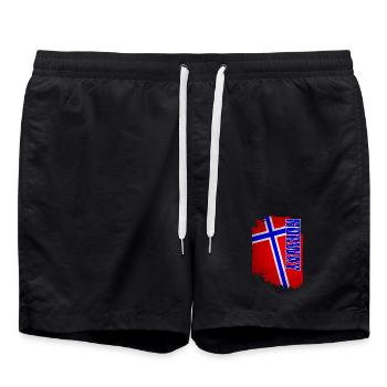 Norway flag, vintage grunge - Swim Trunks - black - Front - AI Model Male 185 light (185cm)