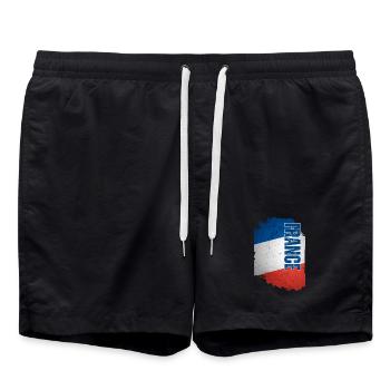 Flag of France, vintage grunge - Swim Trunks - black - Front - AI Model Male 185 light (185cm)
