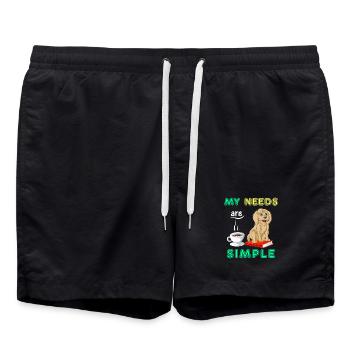Bücher, Kaffee & Golden Doodle Vibes - Badeshorts - Schwarz - Vorne - AI Model Male 185 light (185cm)