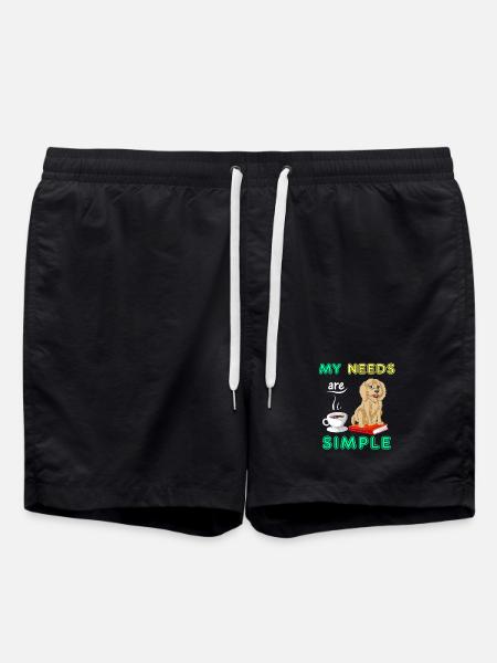 Books, Coffee & Golden Doodle Vibes - Swim Trunks - black