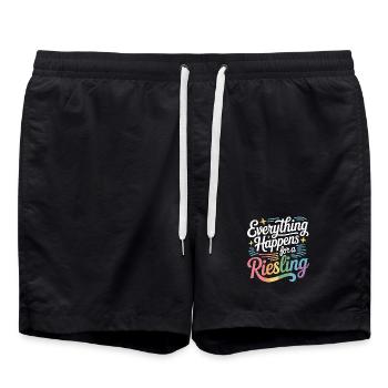 Wein Weintrinker Everything Happens For A Riesling - Badeshorts - Schwarz - Vorne - AI Model Male 185 light (185cm)