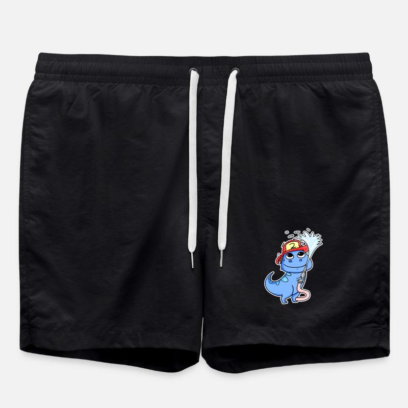 Fire Brigade Dino Motif - Swim Trunks - black