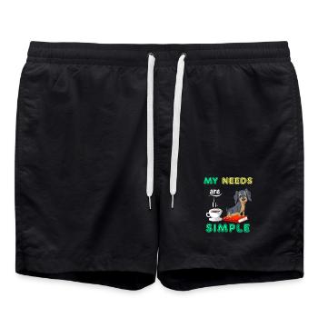 Bücher Kaffee und Dackel Lustiger Hundeliebhaber Design - Badeshorts - Schwarz - Vorne - AI Model Male 185 light (185cm)