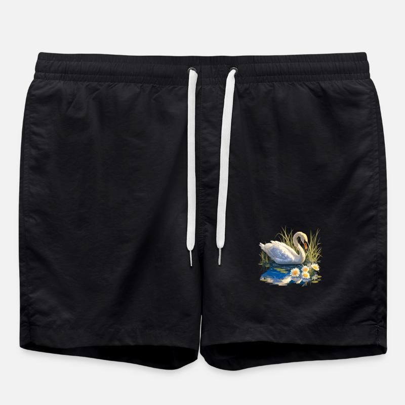 Schwäne Schwan - Badeshorts - Schwarz