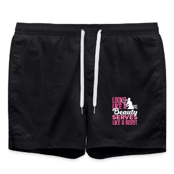 Tennis Spielerin Schönheit Und Bestie - Badeshorts - Schwarz - Vorne - AI Model Male 185 light (185cm)