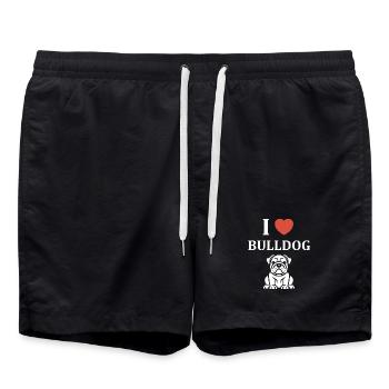 Niedliches Bulldoggen-Design im illustrierten Stil - Badeshorts - Schwarz - Vorne - AI Model Male 185 light (185cm)