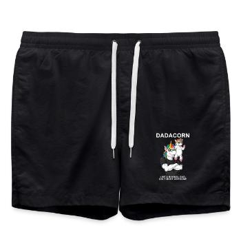 Humorvolle Einhorn Papa Illustration - Badeshorts - Schwarz - Vorne - AI Model Male 185 light (185cm)