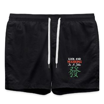 Glück Und Mahjong Ist Ein Witz - Badeshorts - Schwarz - Vorne - AI Model Male 185 light (185cm)