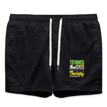 Tennis and Cats for Players - Swim Trunks - black - Front - AI Model Male 185 light (185cm)